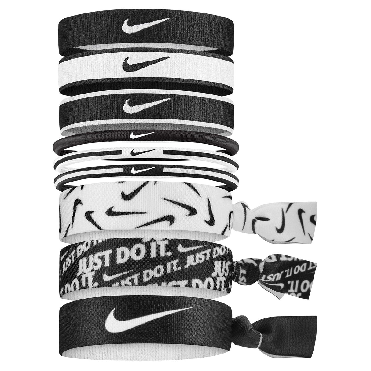 Nike Mixed Hairbands 9 Pk Black/Wht