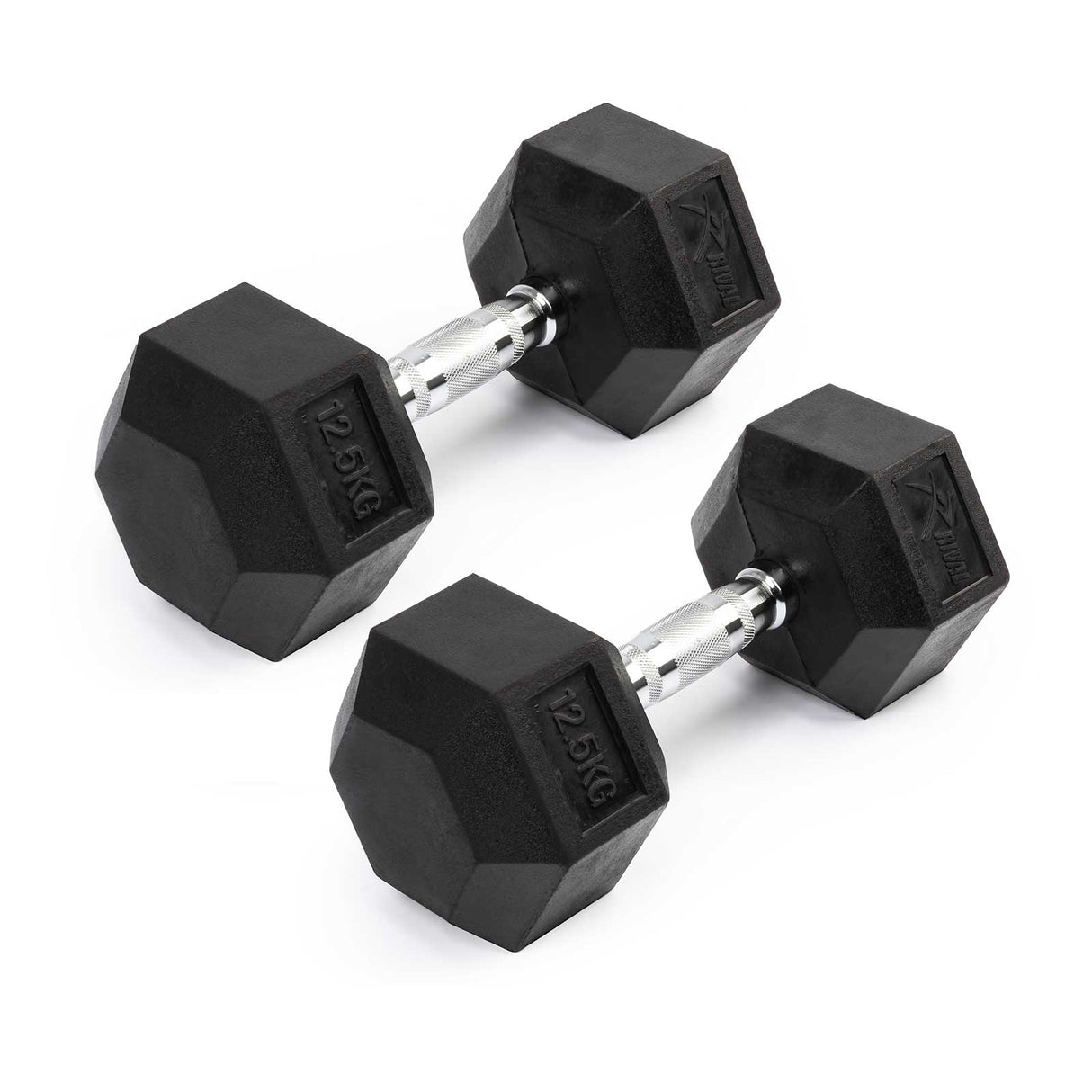 Rival Rubber Hex Dumbell 12.5kg Pair Blk