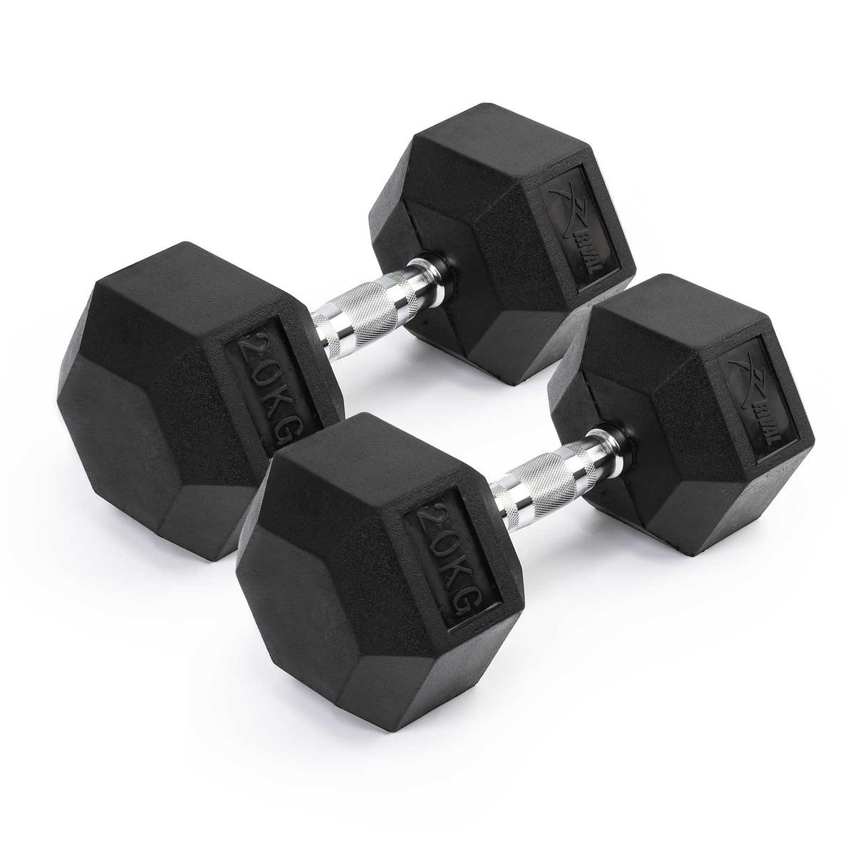 Rival Rubber Hex Dumbell 20kg Pair Blk