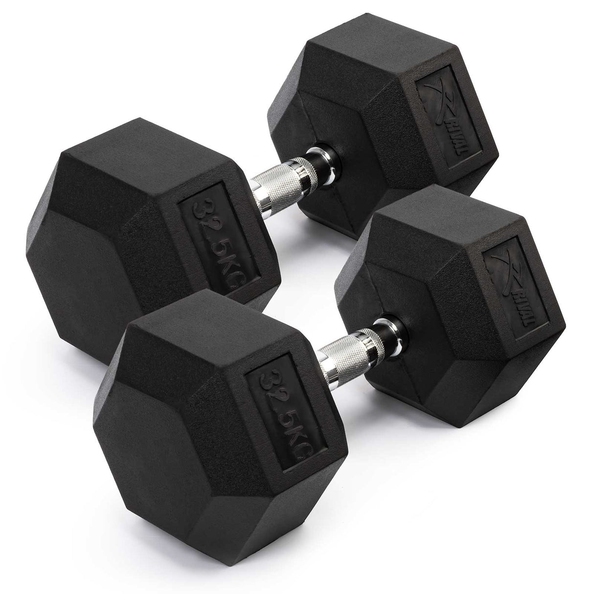 Rival Rubber Hex Dumbell 32.5kg Pair Blk