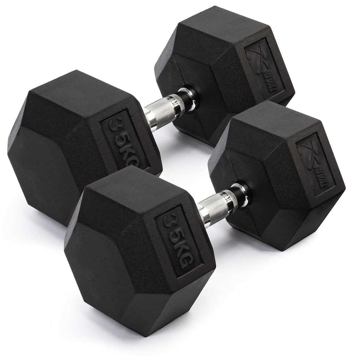 Rival Rubber Hex Dumbell 35kg Pair Black