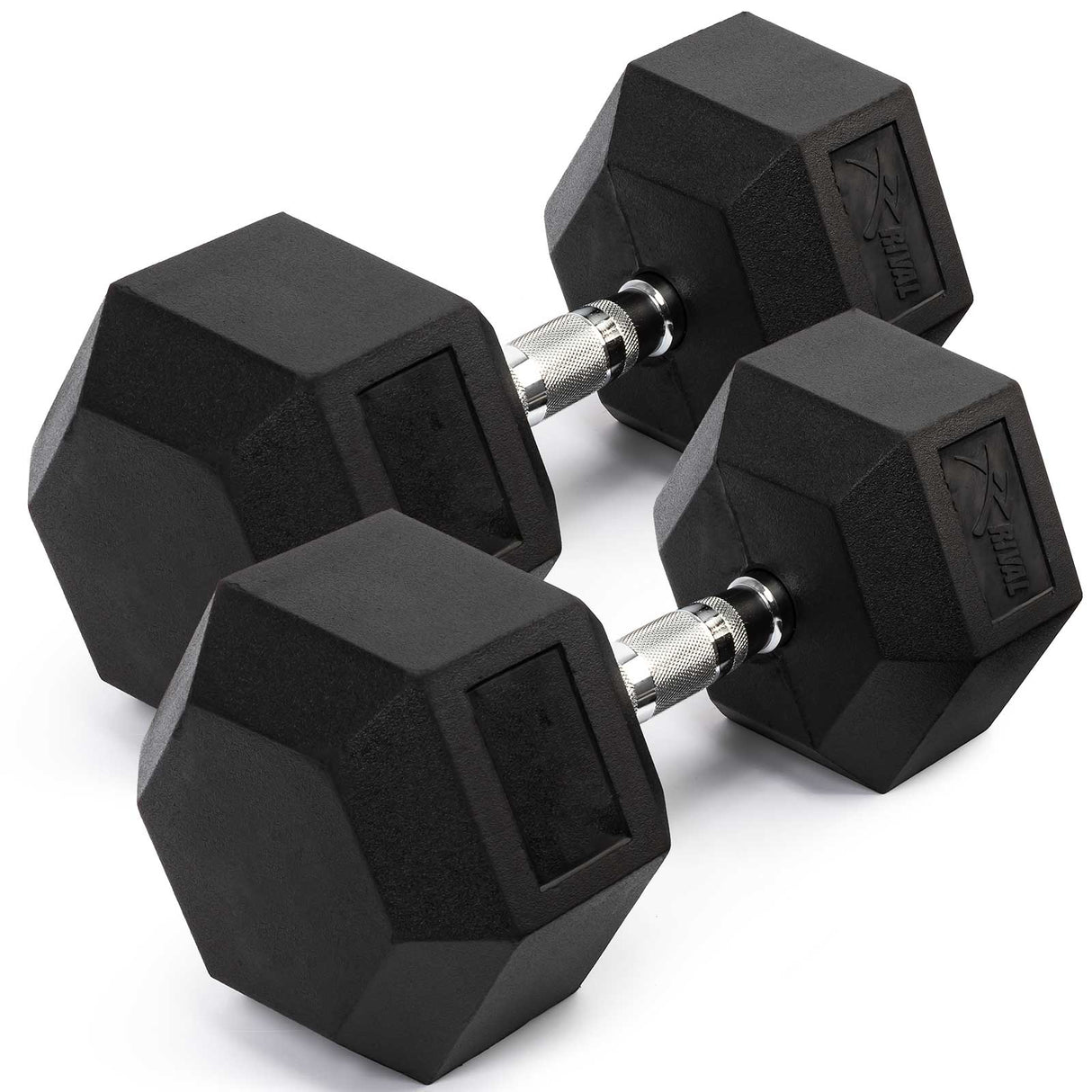 Rival Rubber Hex Dumbell 40kg Pair Black