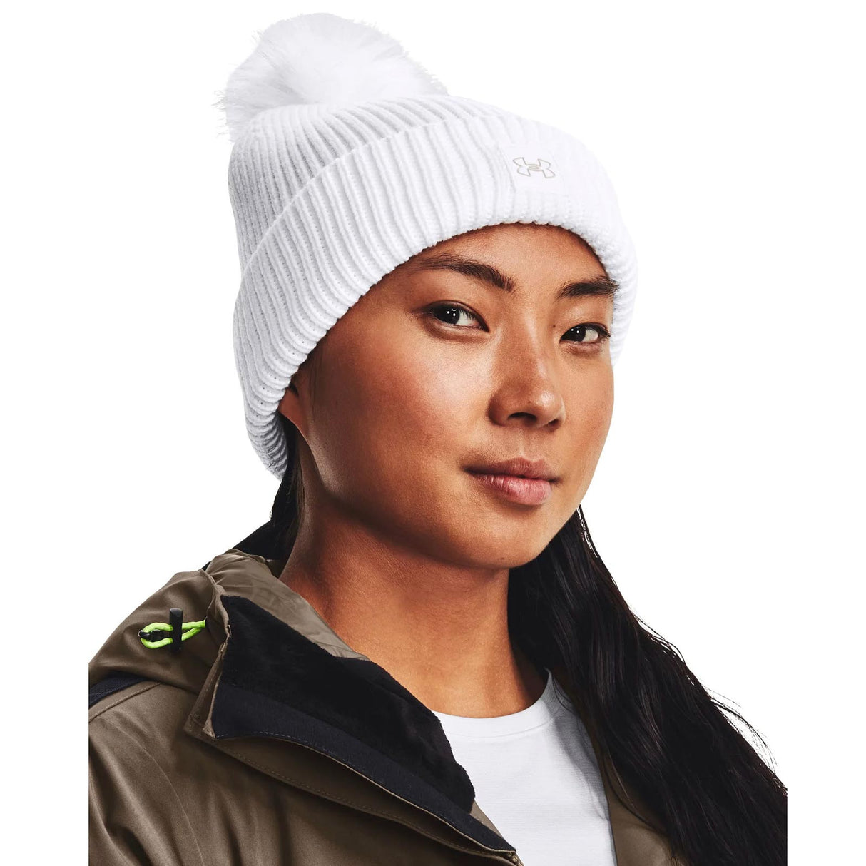 UA Wmns Halftime Ribbed Pom White