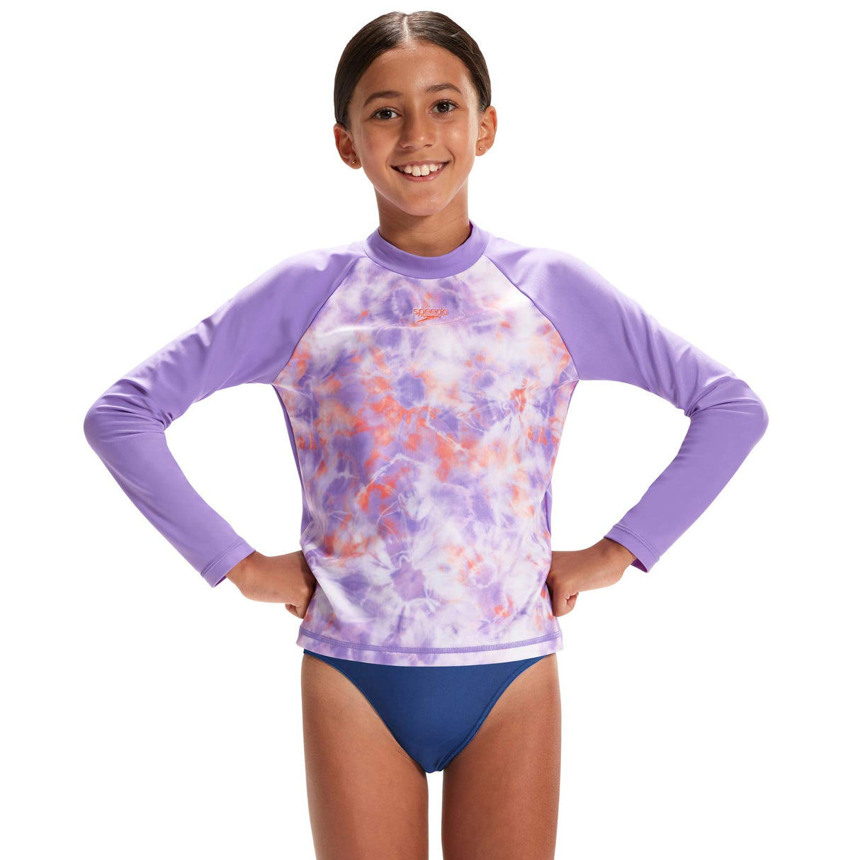 SPEEDO LS PRT PNL RASH TOP JF PRL/ORNG