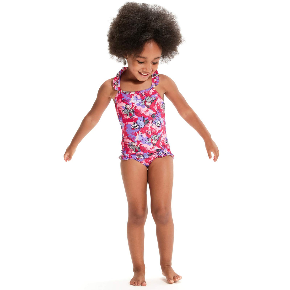 SPEEDO LTS DIGI FRILL TRSP IF PINK/PUR