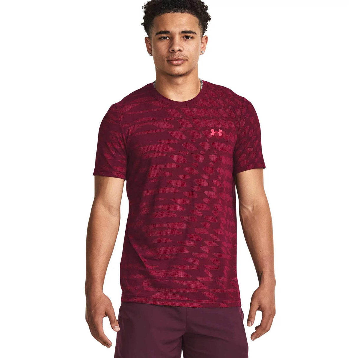 UA Mens Seamless Novelty SS Maroon
