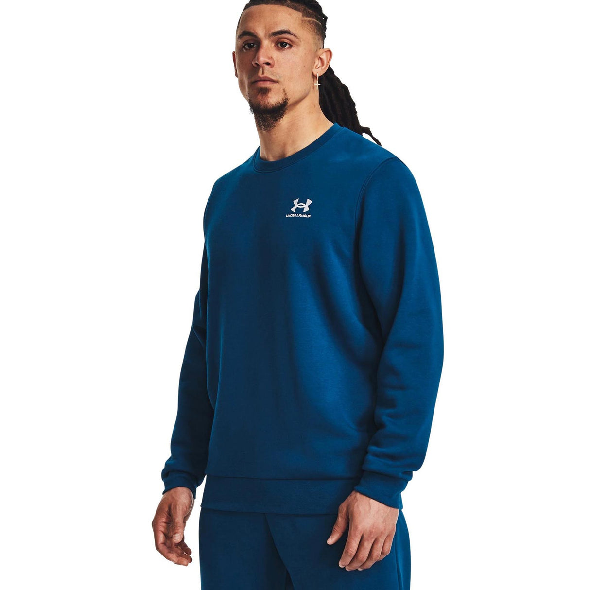UA Mens Essential Fleece Crew Blue
