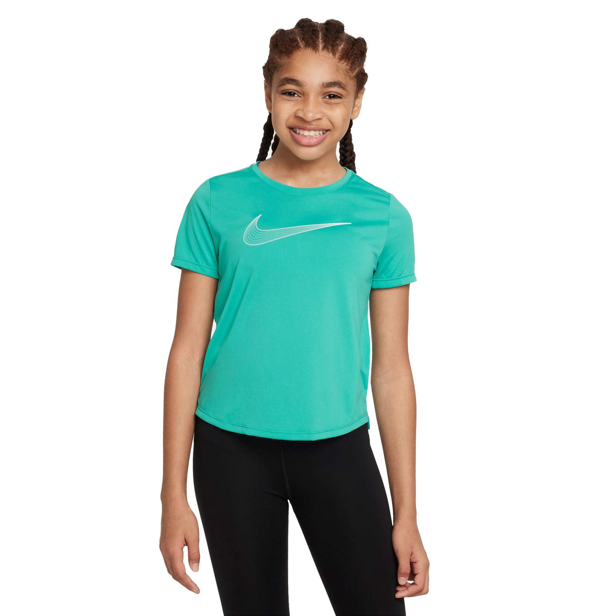 Nike Girls Dri Fit One GX SS Top Green