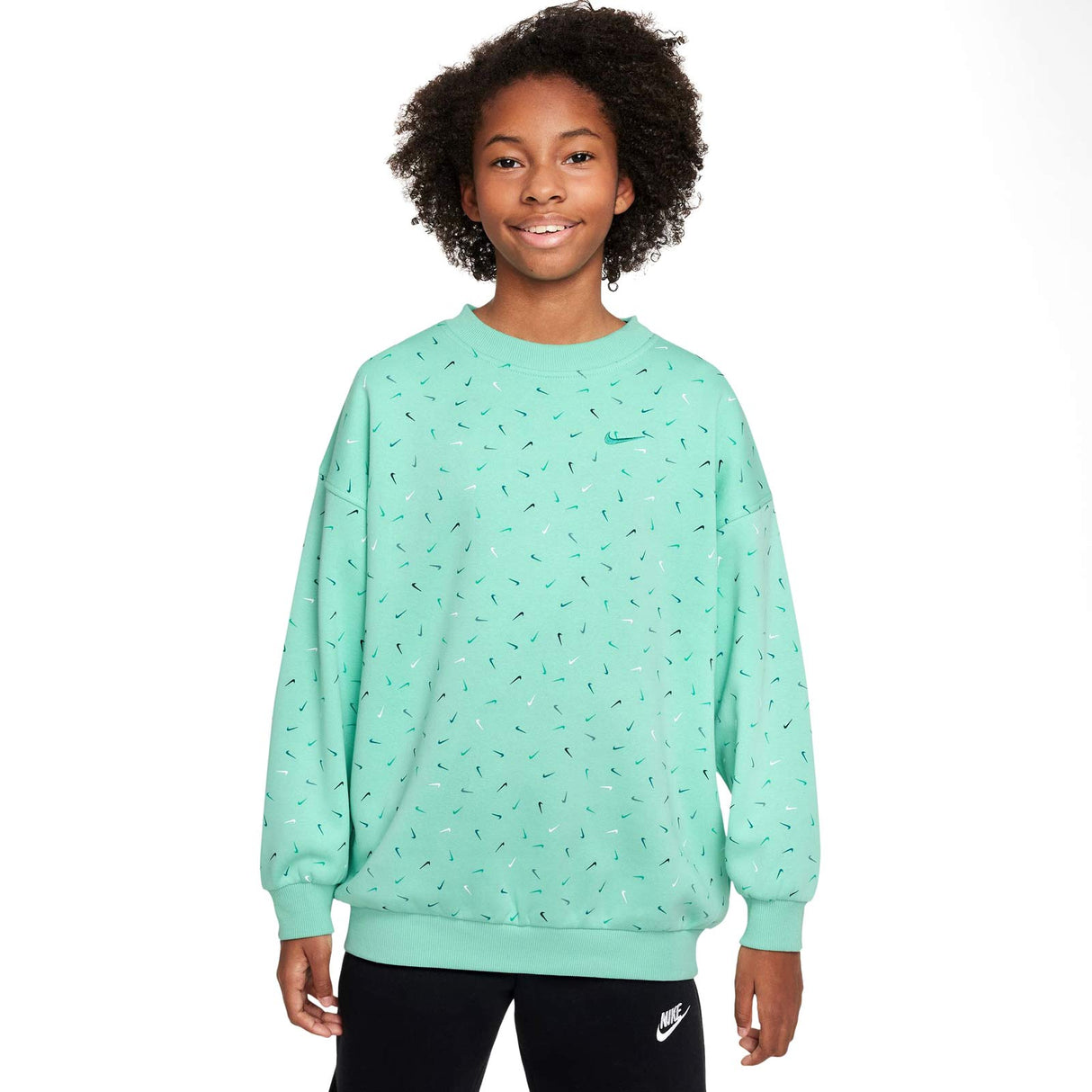 Nike Girls NSW Club Ovrszd Logo Crew Grn
