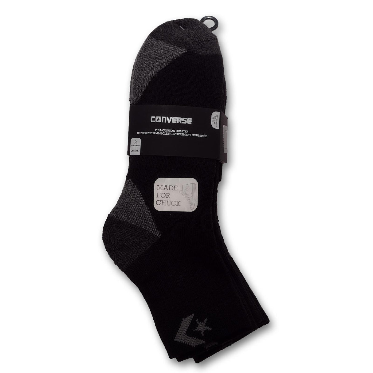 Converse Basic Quarter Mens Socks Blk/Gr