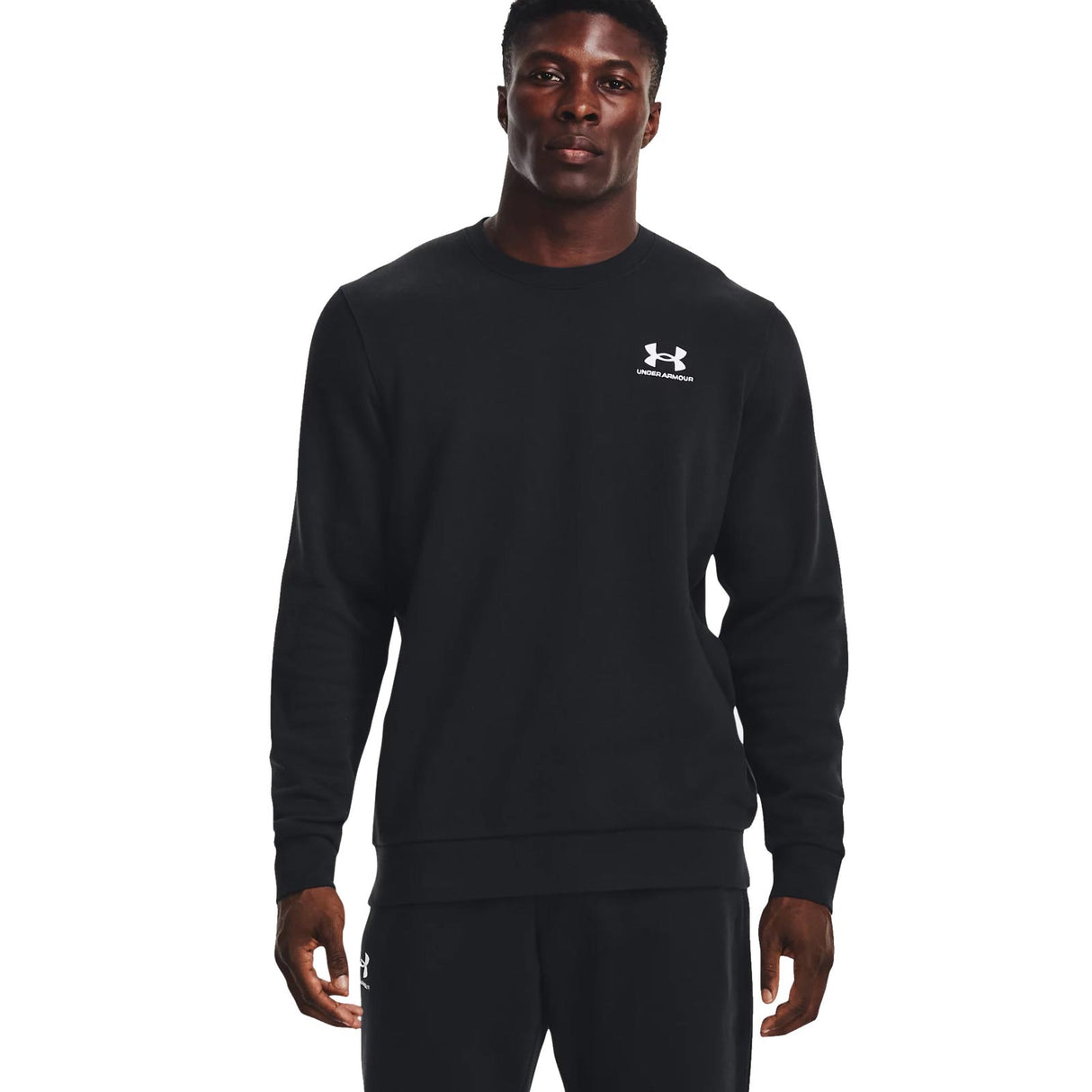 UA Mens Essential Fleece Crew Black