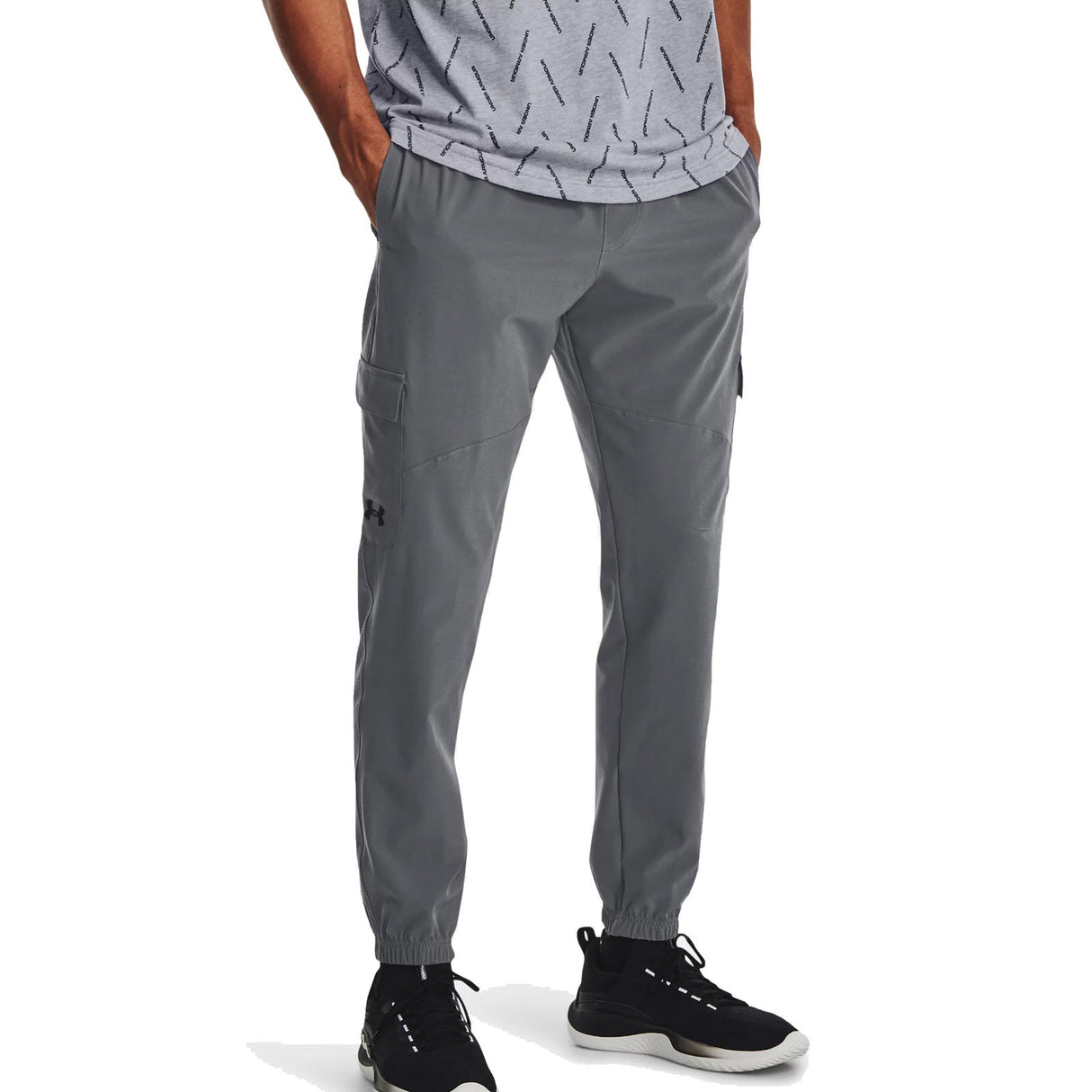 UA Mens Stretch Woven Cargo Pants Grey