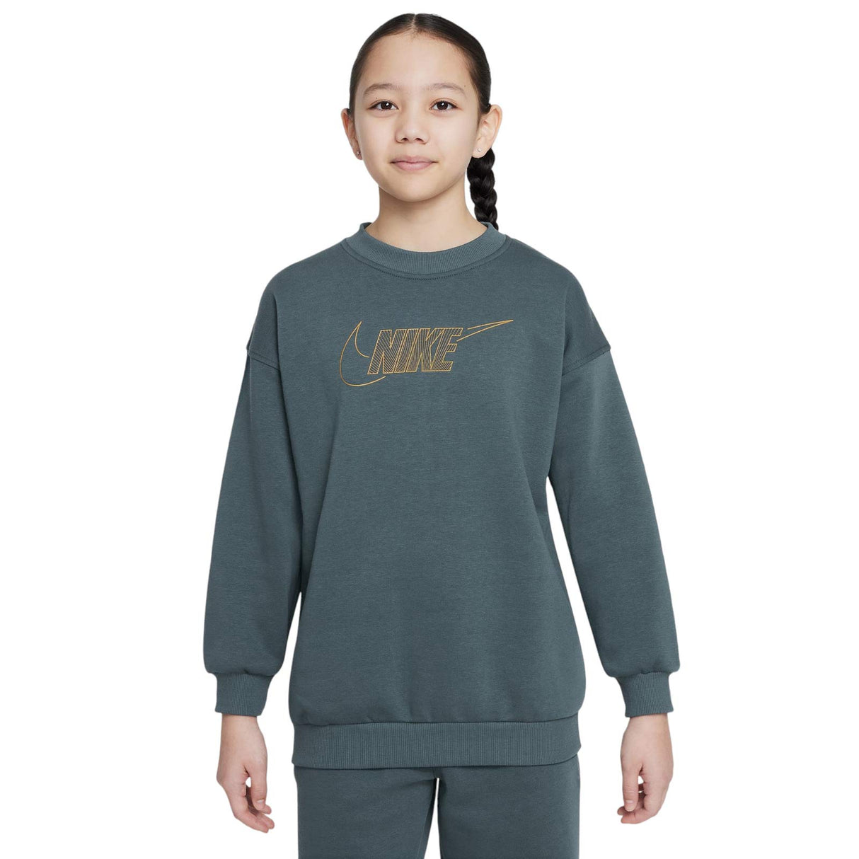 Nike G NSW Club FLC BF Shine LS Crew Grn