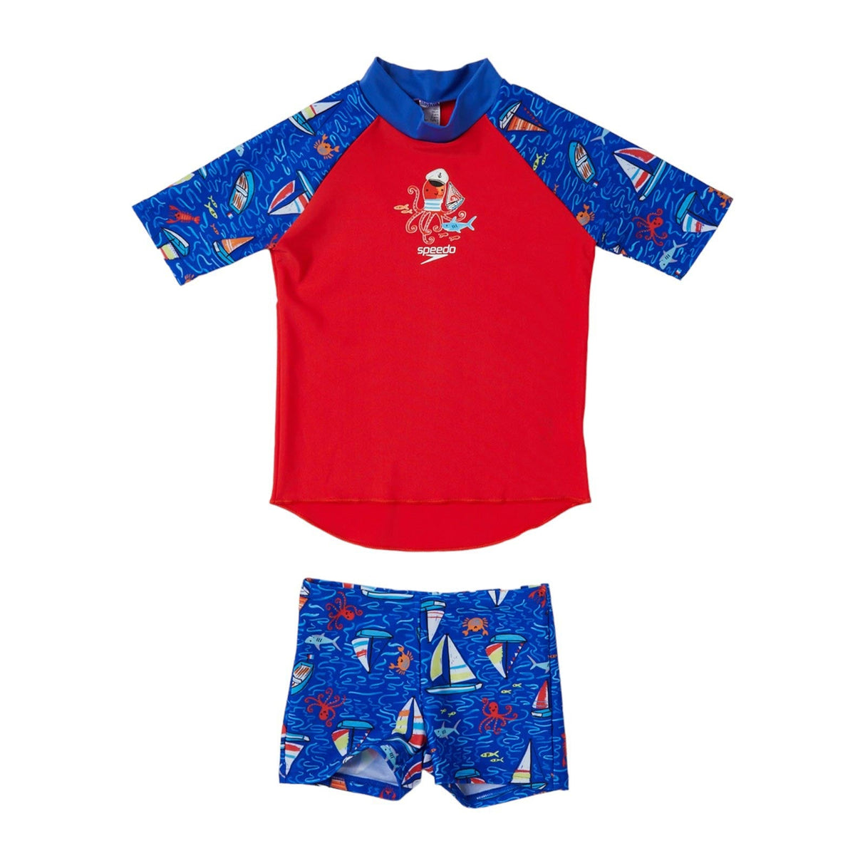 Speedo Boys Digital SS Rash Top Set Blue