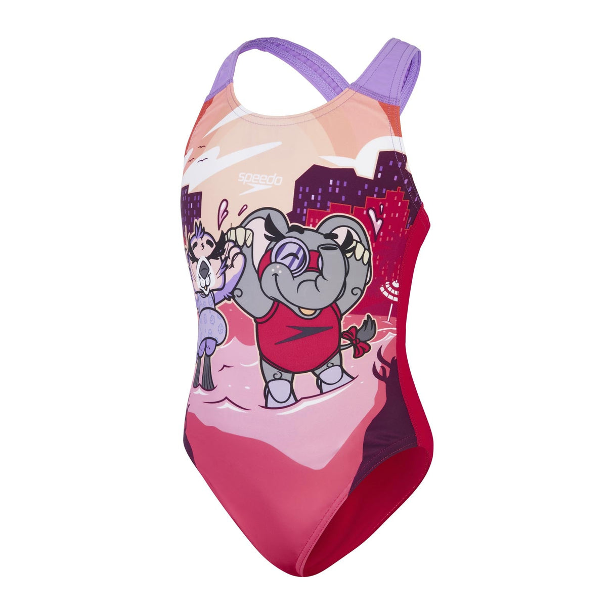 Speedo Girls L2S Printed Crossback Pink