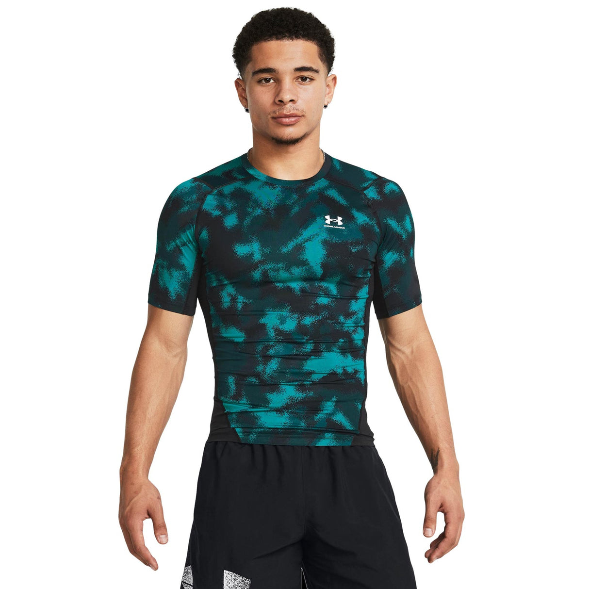 UA Mens HG Armour Printed SS Green