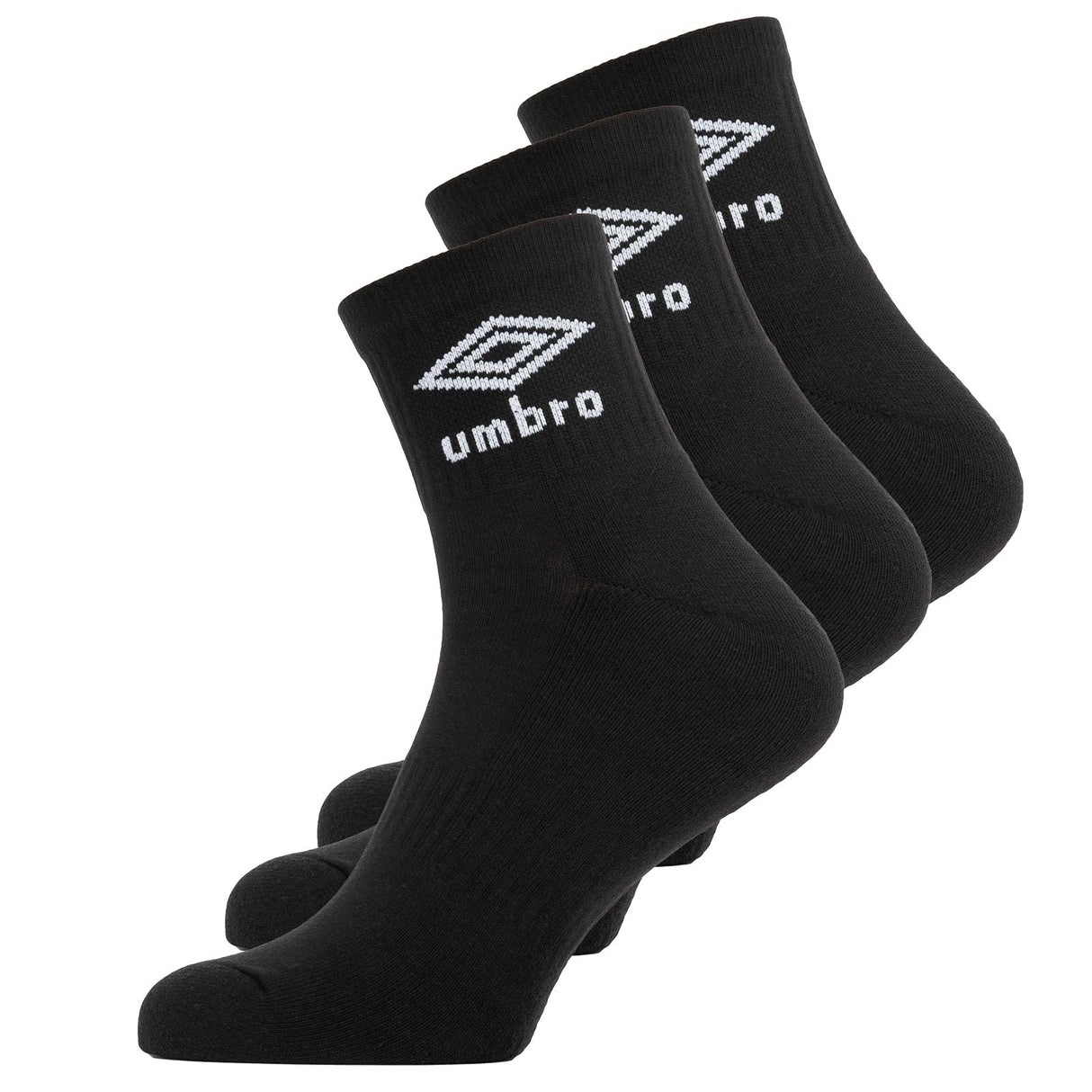 Umbro Cushion Quarter Sock 3 Pack Black