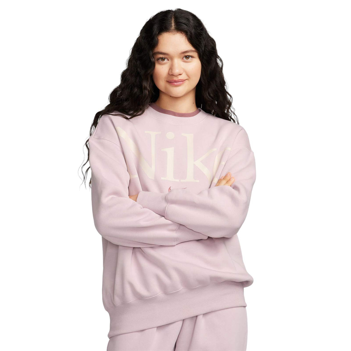 Nike W NSW PHNX FLC OS Logo Crew Pink