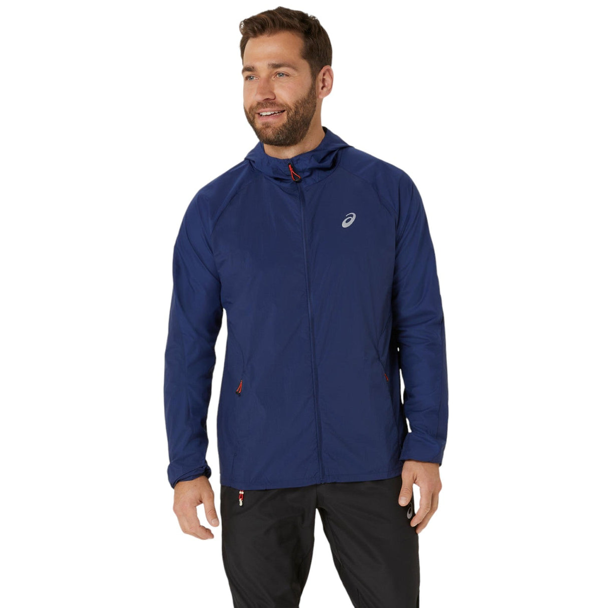 ASICS MENS ROAD PACKABLE JACKET NAVY