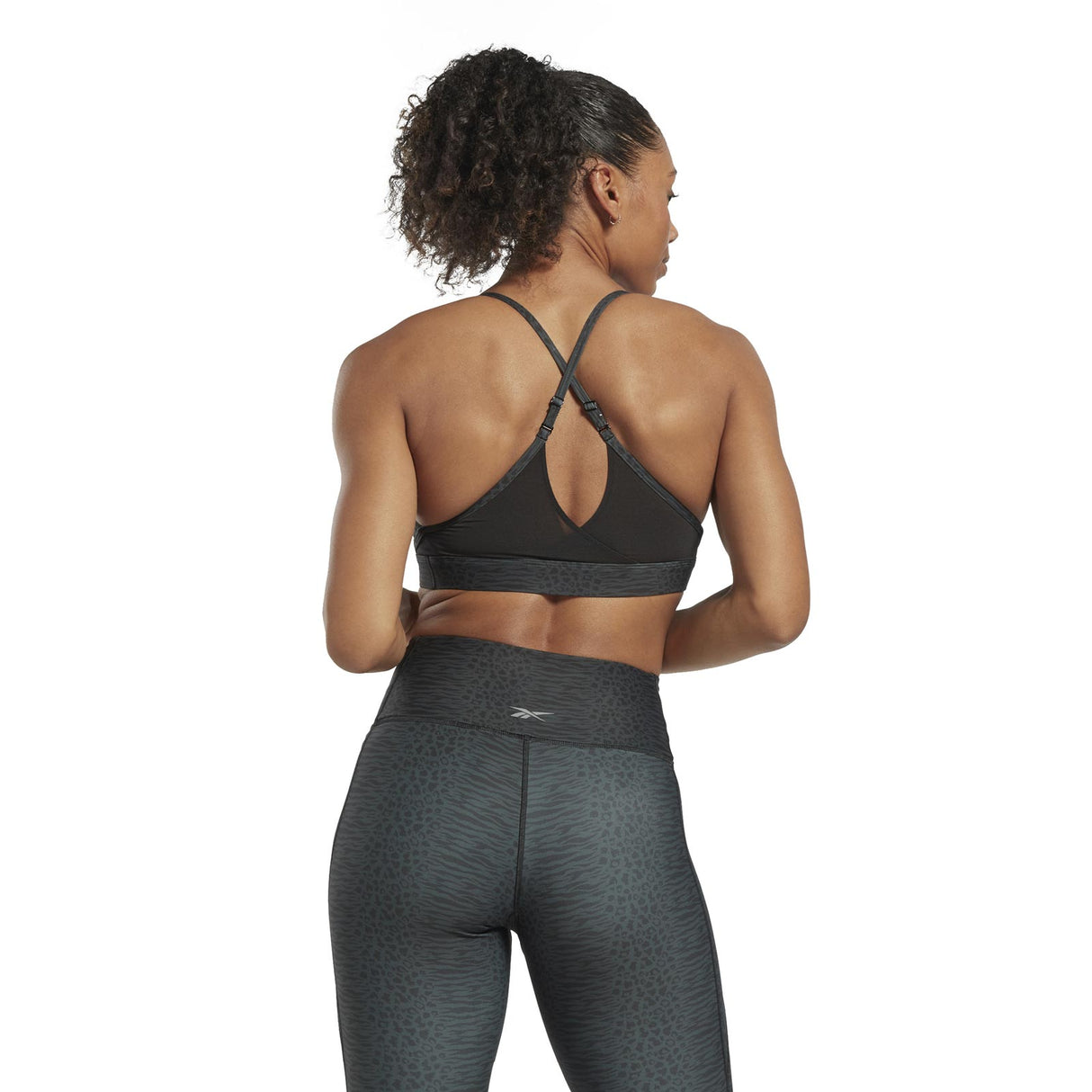 Reebok Womens Lux Strappy Bra AOP MS Blk