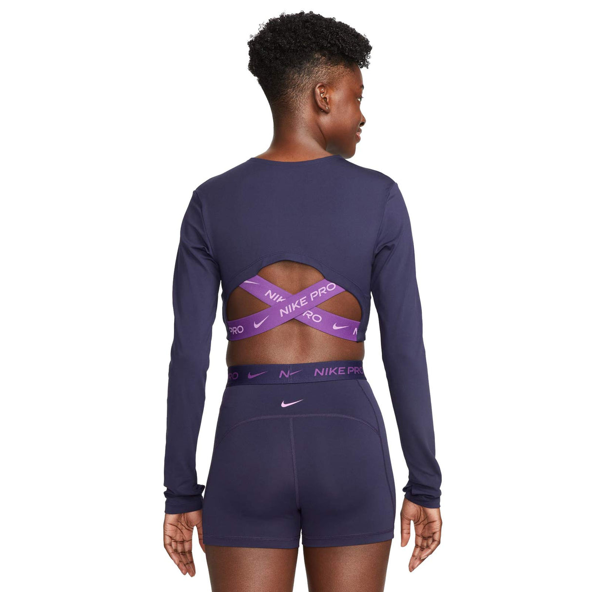 Nike Wmns NP DF Crop LS Femme Tee Purple