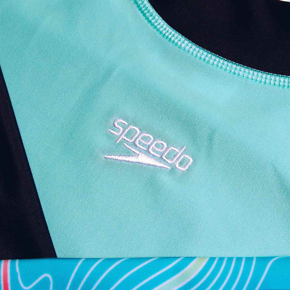 Speedo Boys Printed LS Rash Top Navy