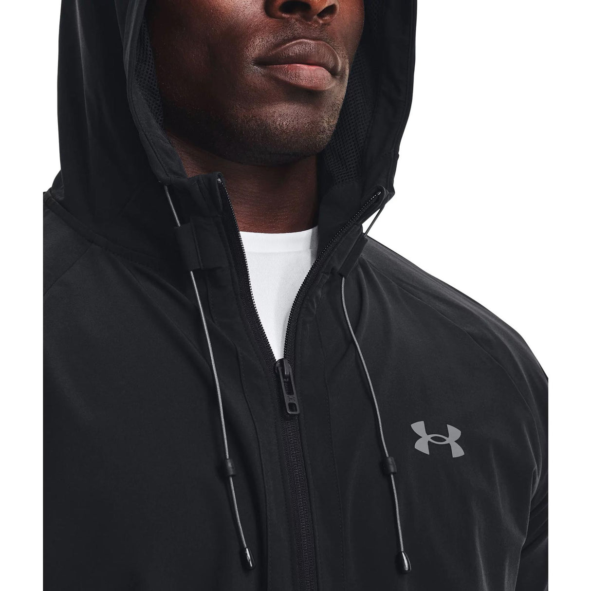 UA Mens Stretch Woven Windbreaker Black