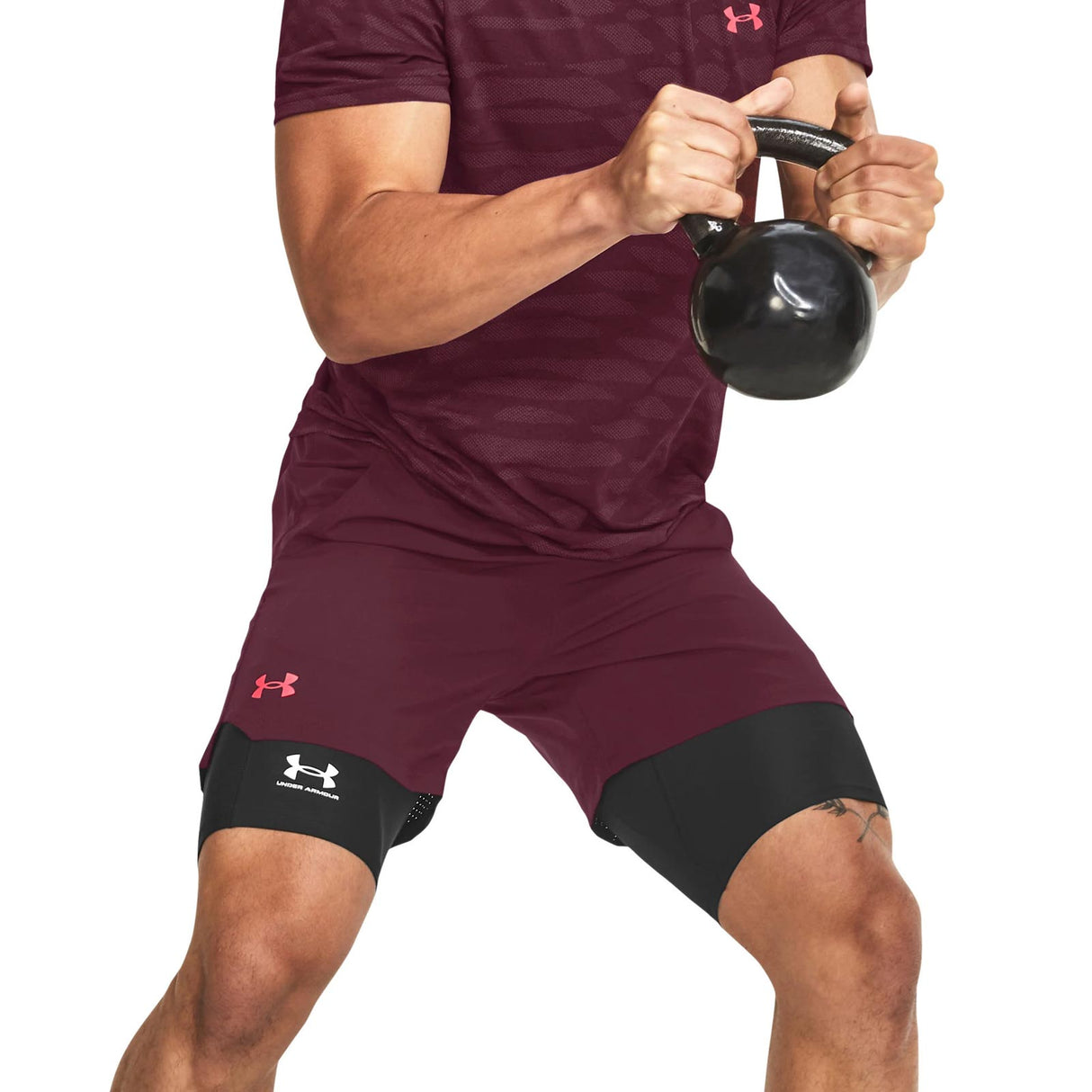 UA Mens Vanish Woven 6in Shorts Maroon