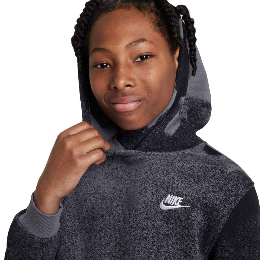 Nike Boys Club Fleece Hybrid PO Hoody Bk