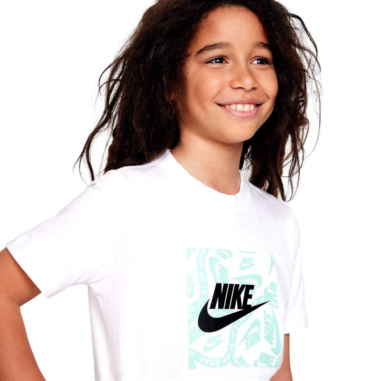 Nike Boys NSW Club Hybrid GFX Tee White