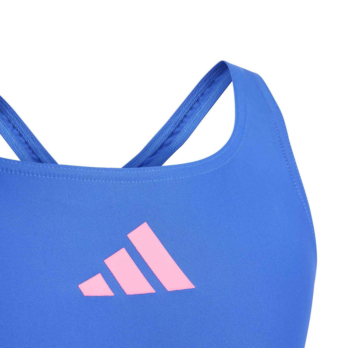 adidas Girls 3 Bars Solid Swimsuit Blue