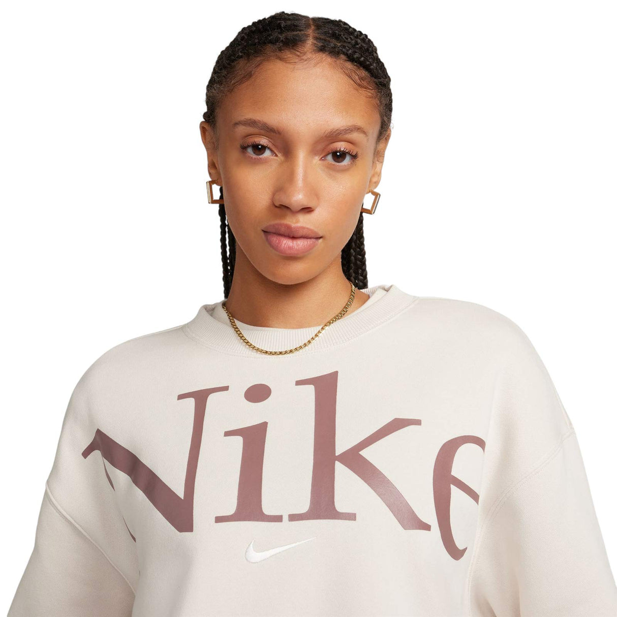 Nike Wmns NSW PHNX FLC OS Logo Crew Brwn