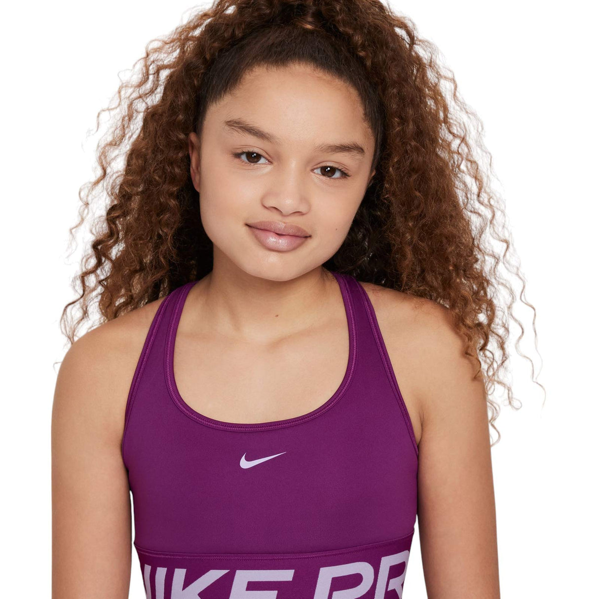Nike Girls DF Pro Swoosh Bra Purple
