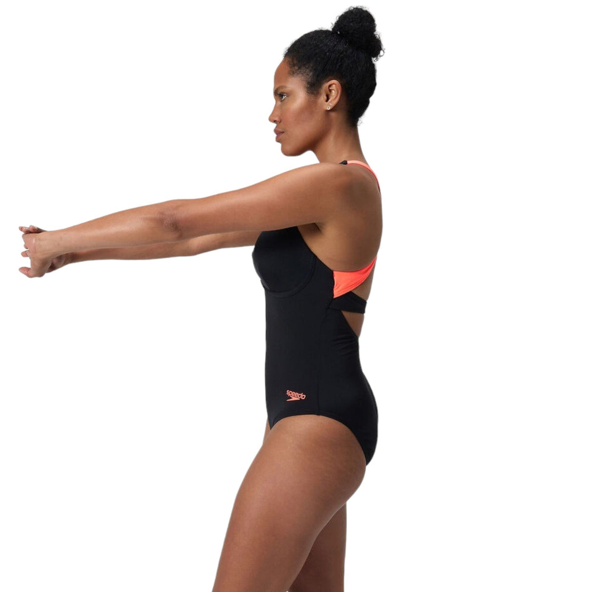 Speedo Wn Flex Band Suit Built in Bra Bk