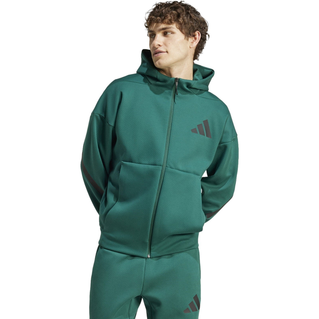 Adidas ZNE Mens FZ Hoodie Green