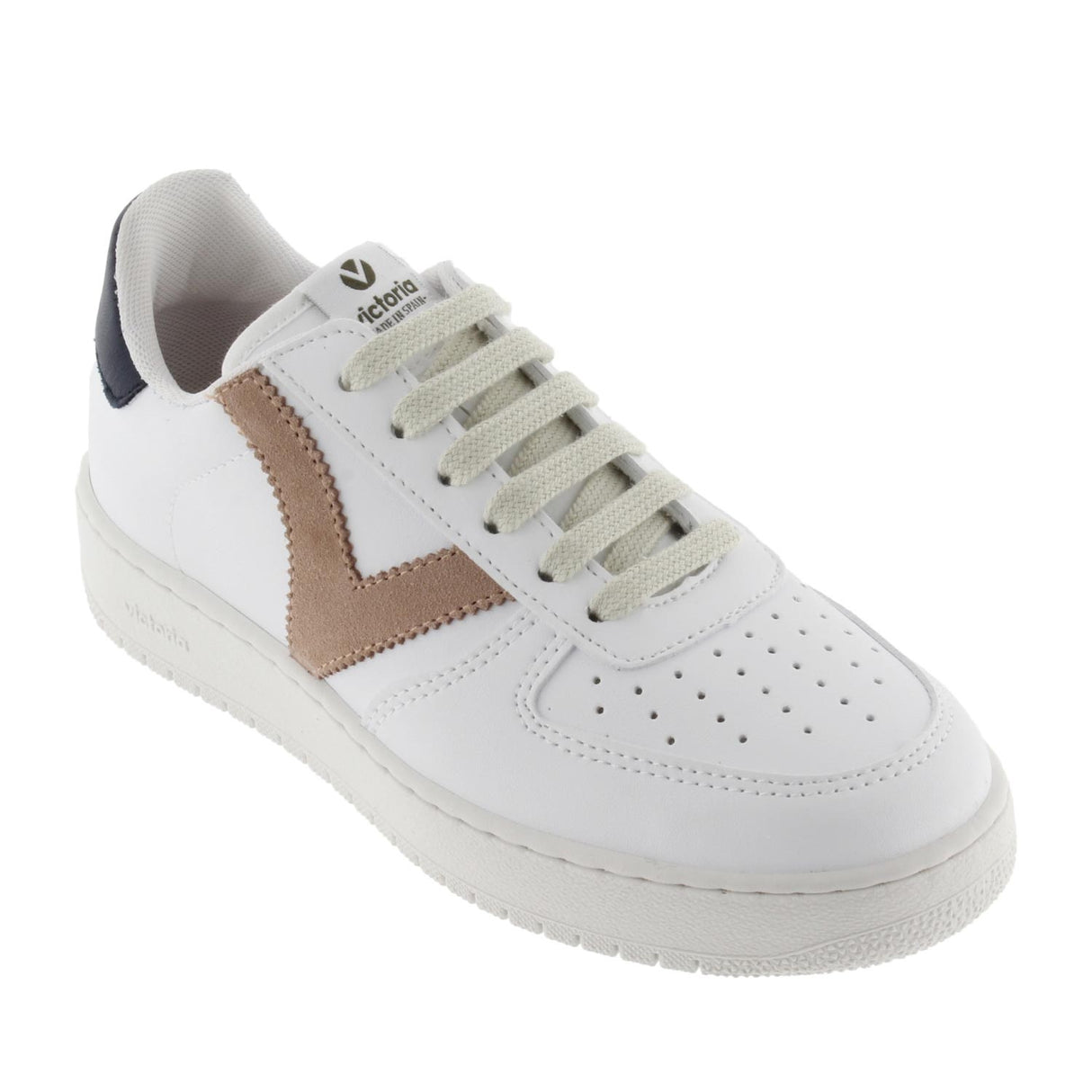 VICTORIA FAUX LEATHER SNEAKER UNI WHT/PN