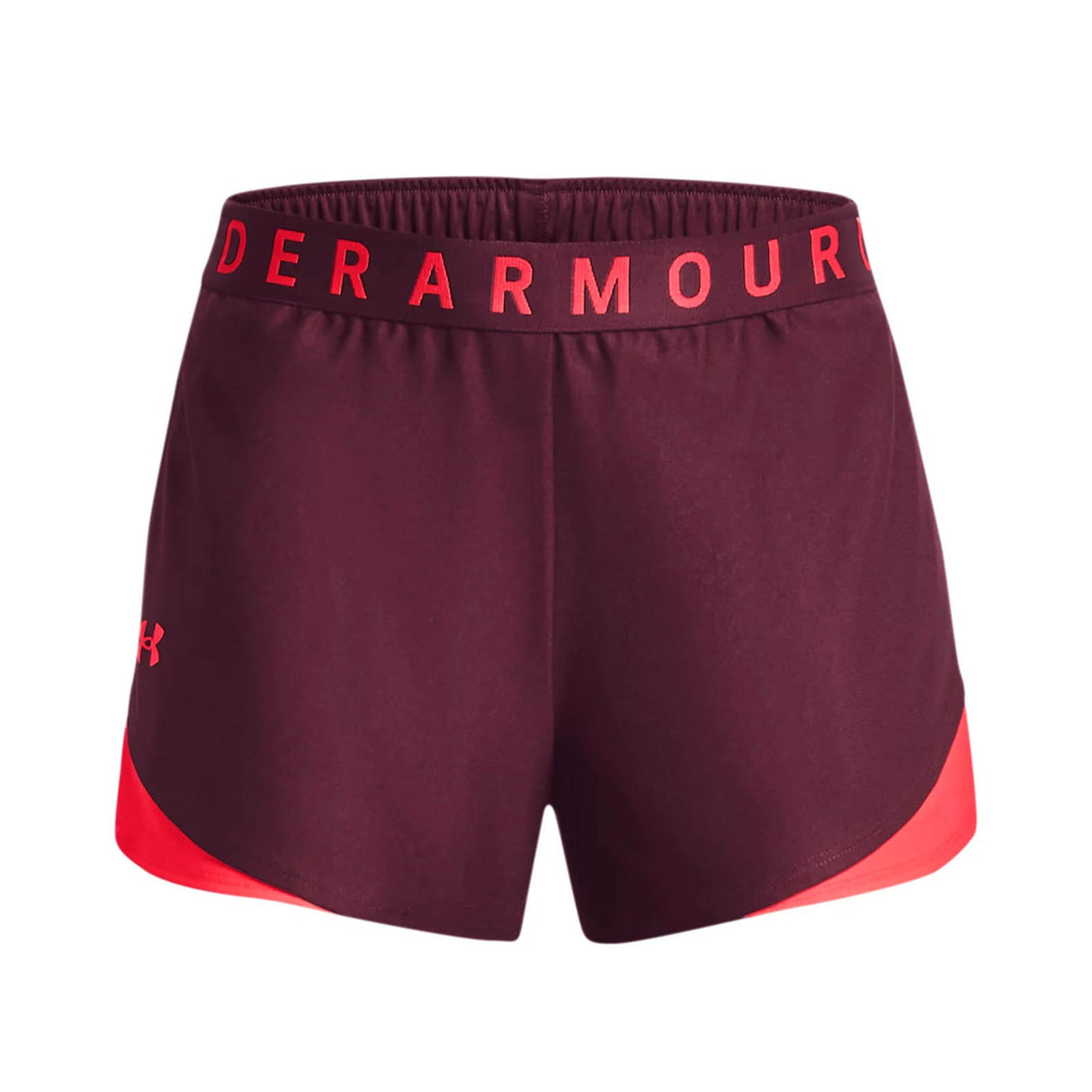 UA Womens Play Up Shorts 3.0 Maroon