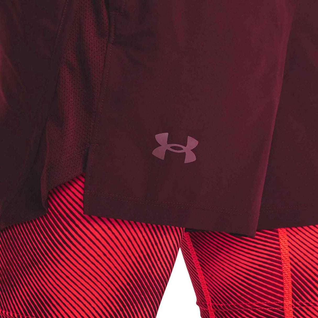 UA Mens Launch 5in 2in1 Short Maroon
