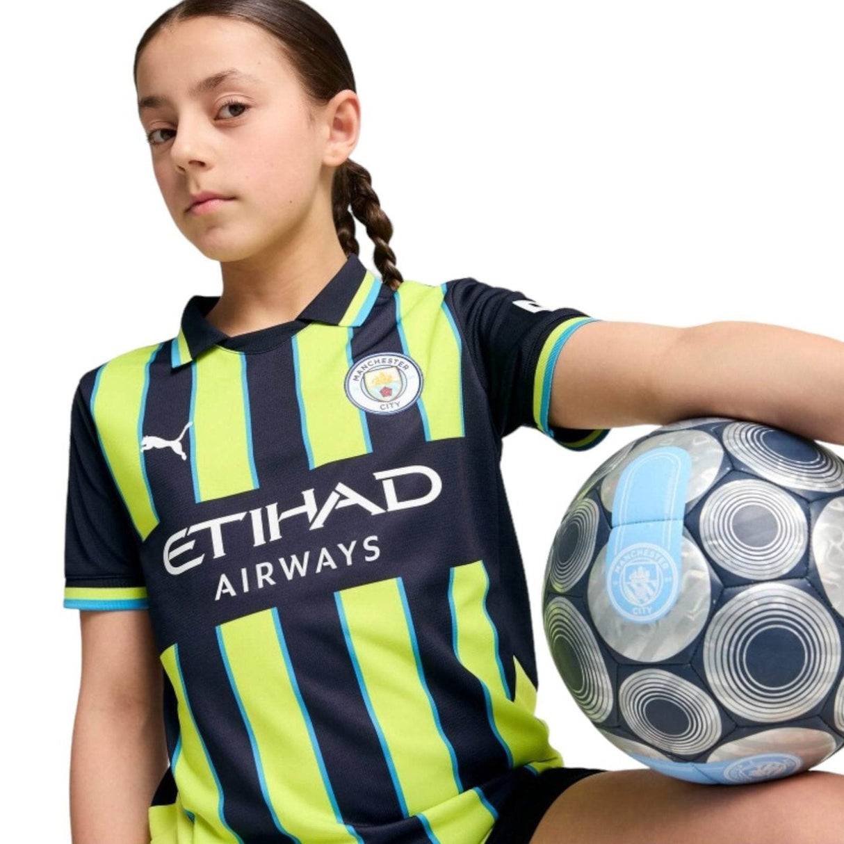 Puma MCFC 24 Kids Away Jersey Navy