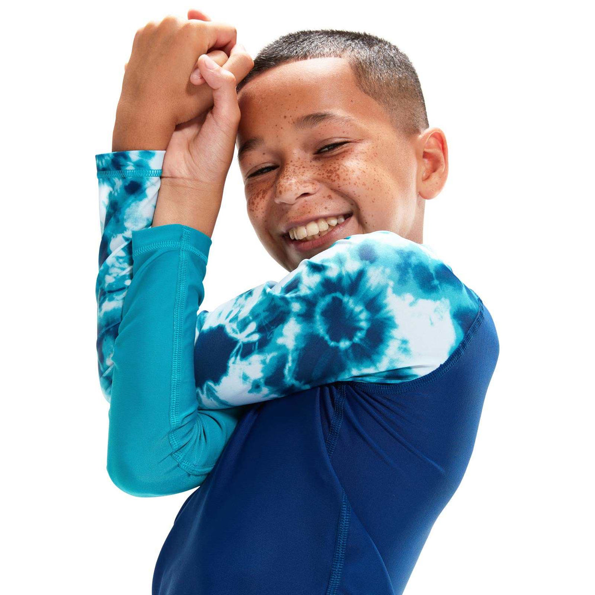 SPEEDO BOY PRNTED LNG SLEEVE RSH TOP NVY