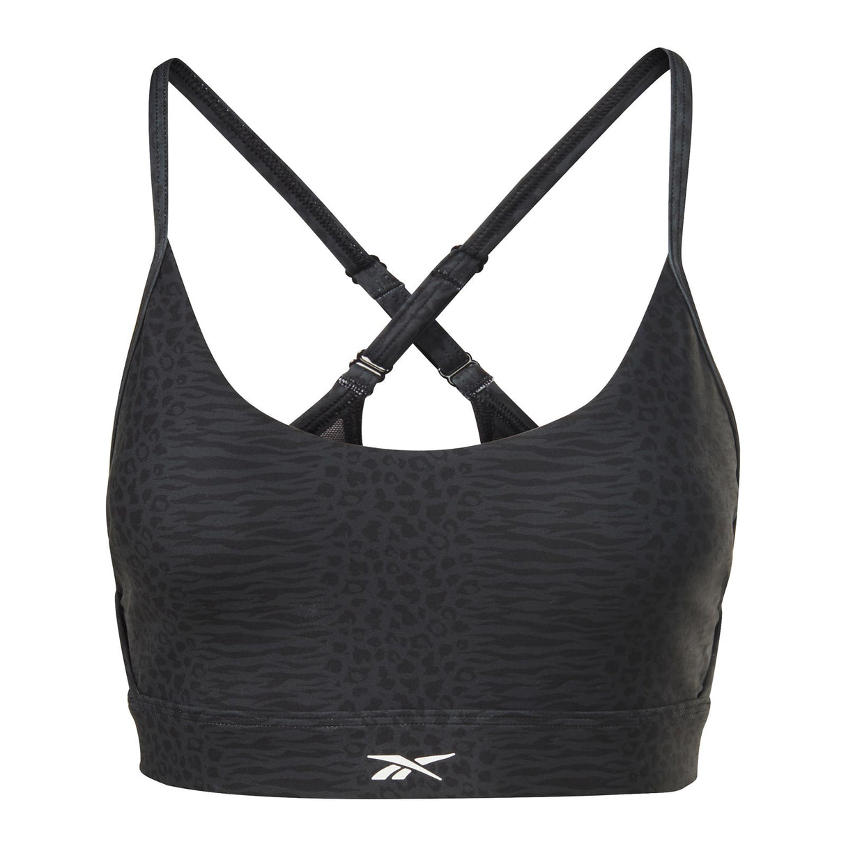 Reebok Womens Lux Strappy Bra AOP MS Blk