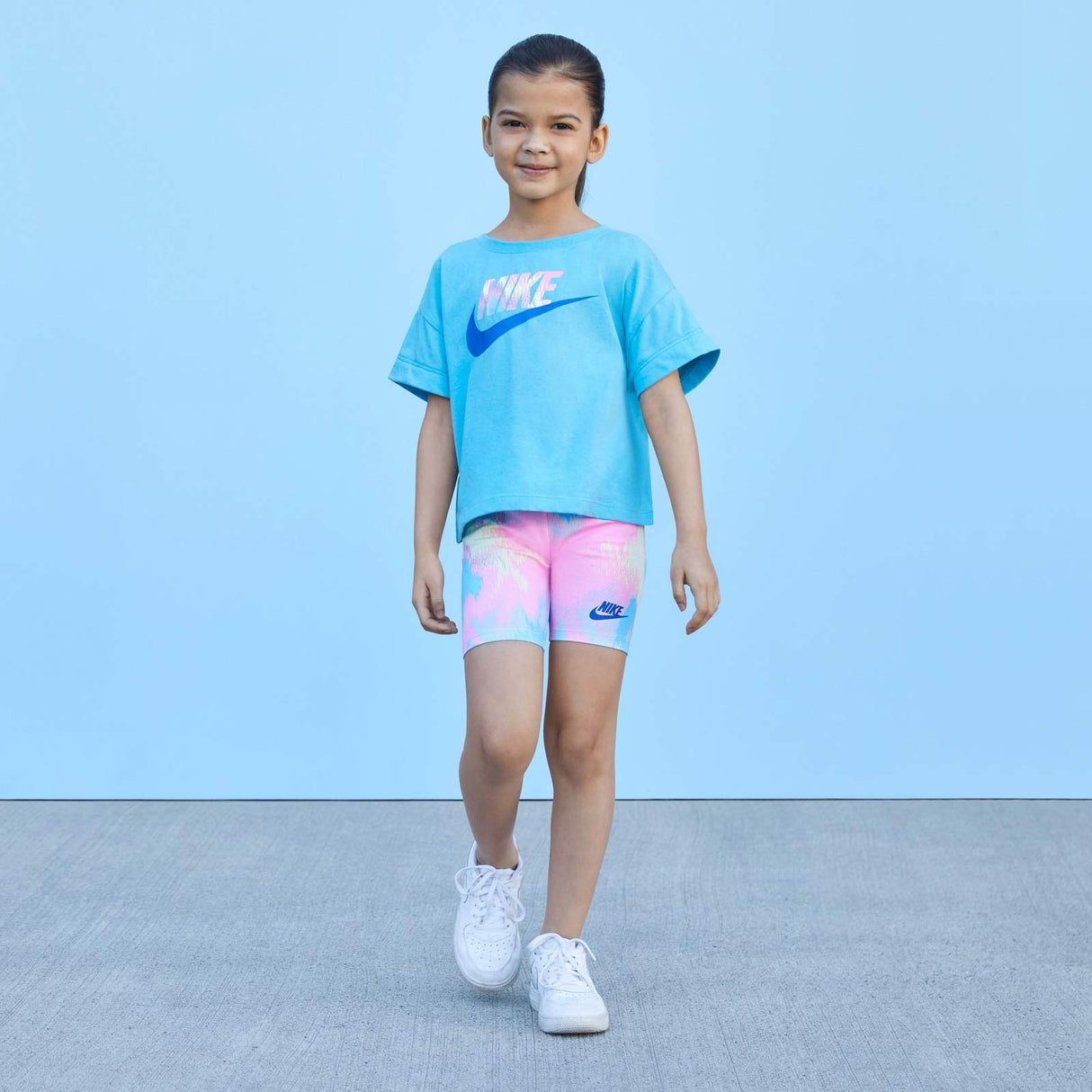 NIKE JNR PRINTED CLUB BIKE SHORT BLUE