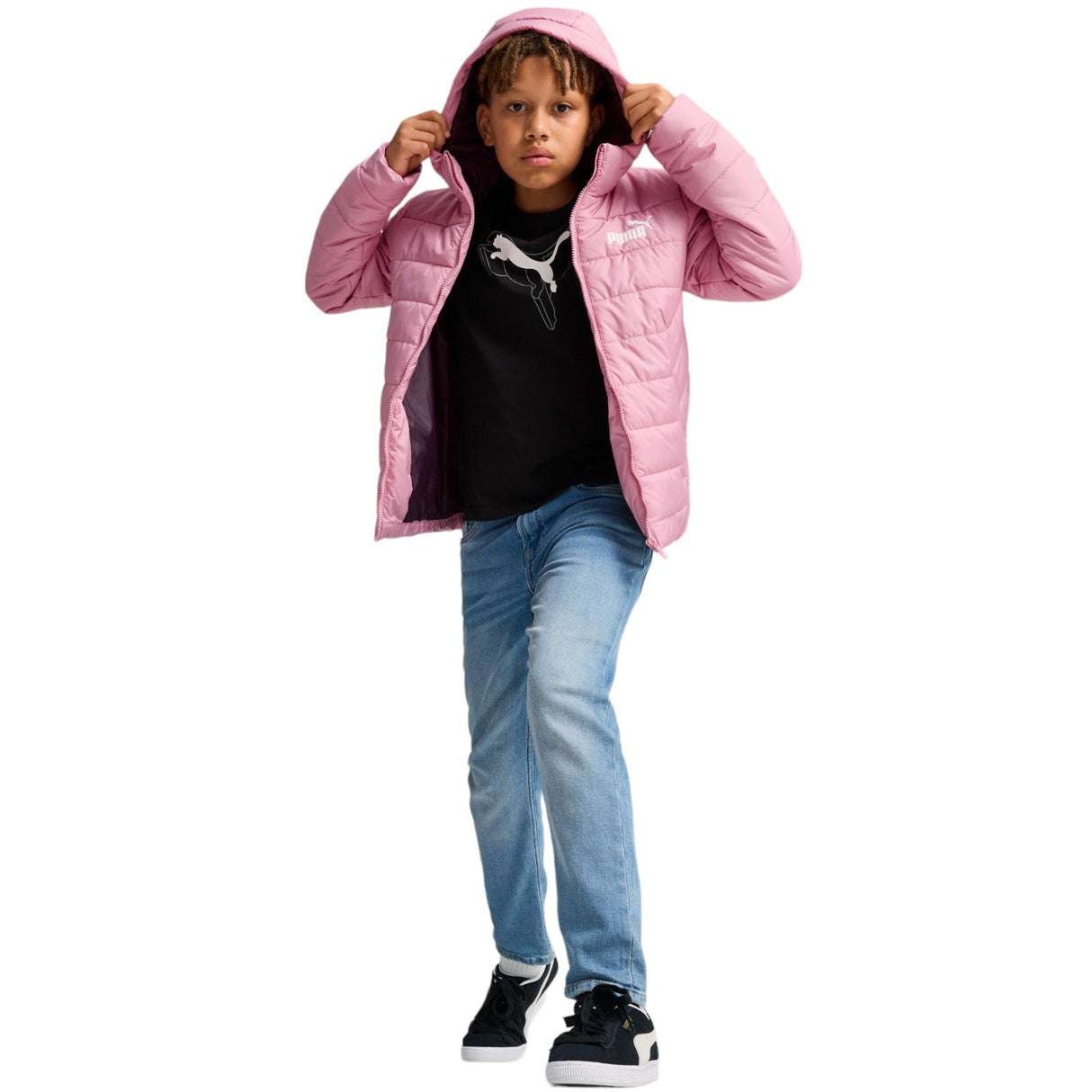 Puma Ess Hooded Padded Girls Jacket Pink