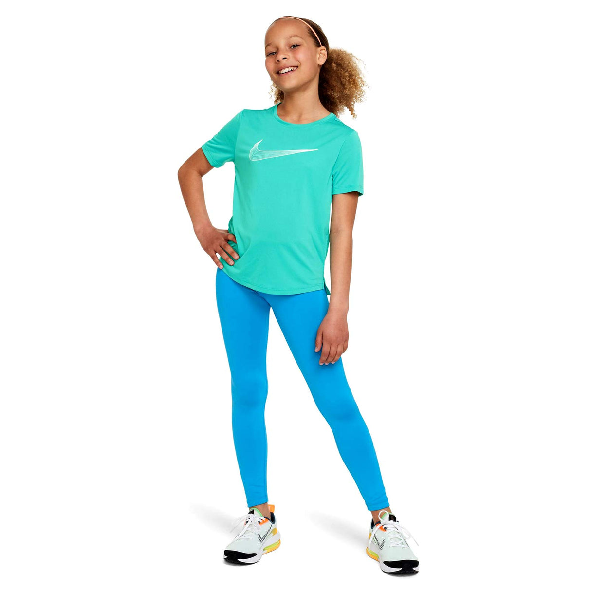 Nike Girls Dri Fit One GX SS Top Green