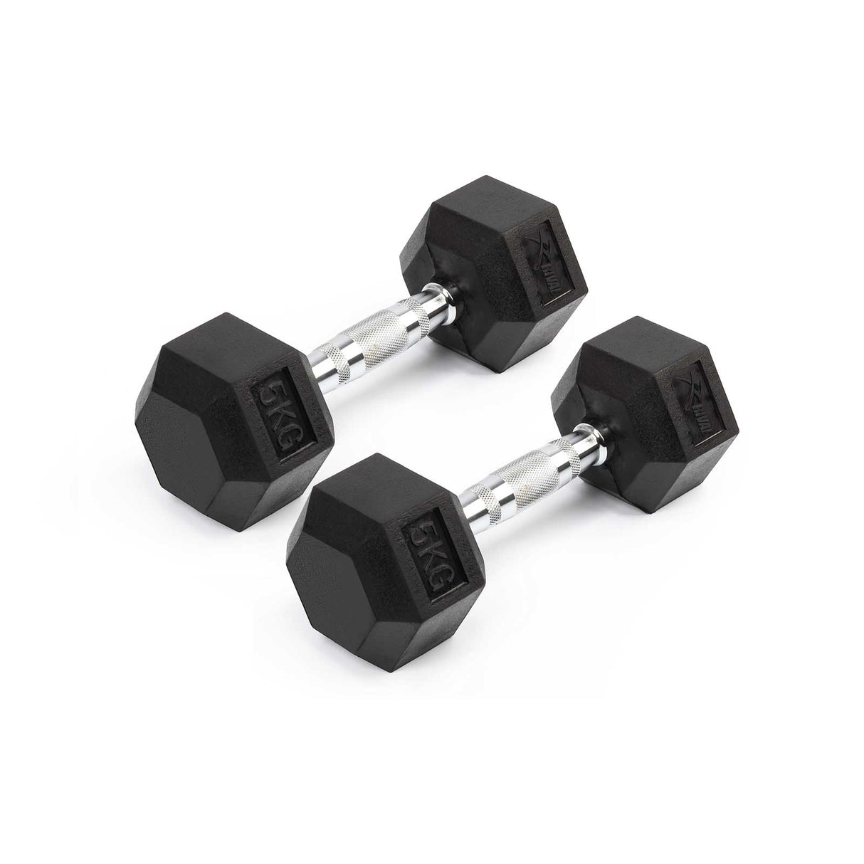 Rival Rubber Hex Dumbell 5kg Pair Blk