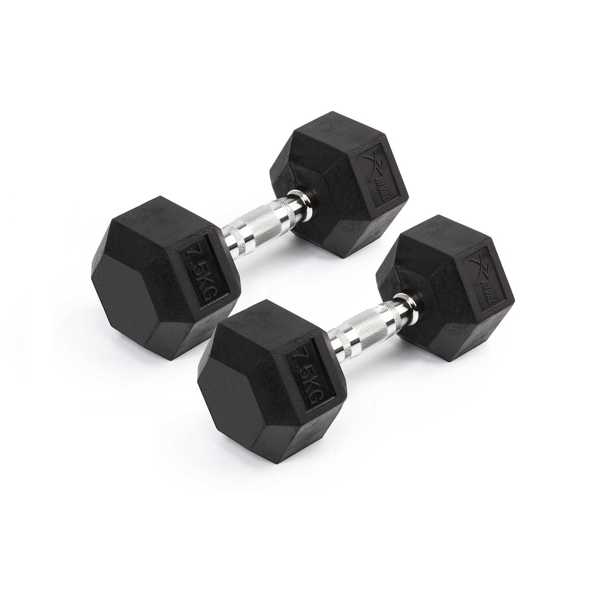 Rival Rubber Hex Dumbell 7.5kg Pair Blk