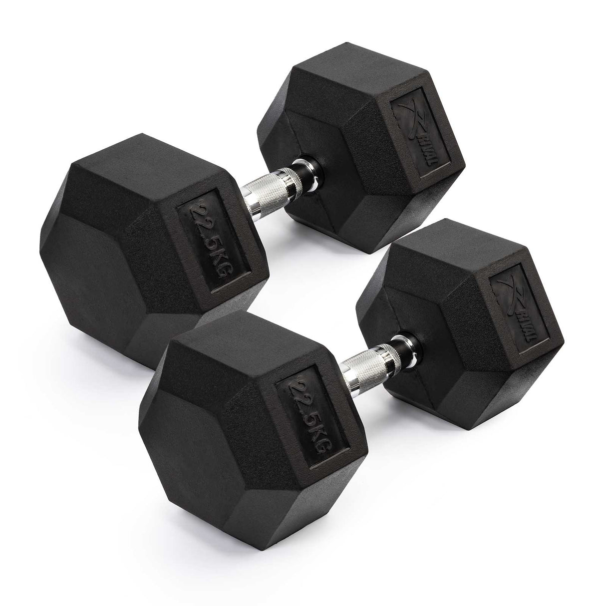 Rival Rubber Hex Dumbell 22.5kg Pair Blk