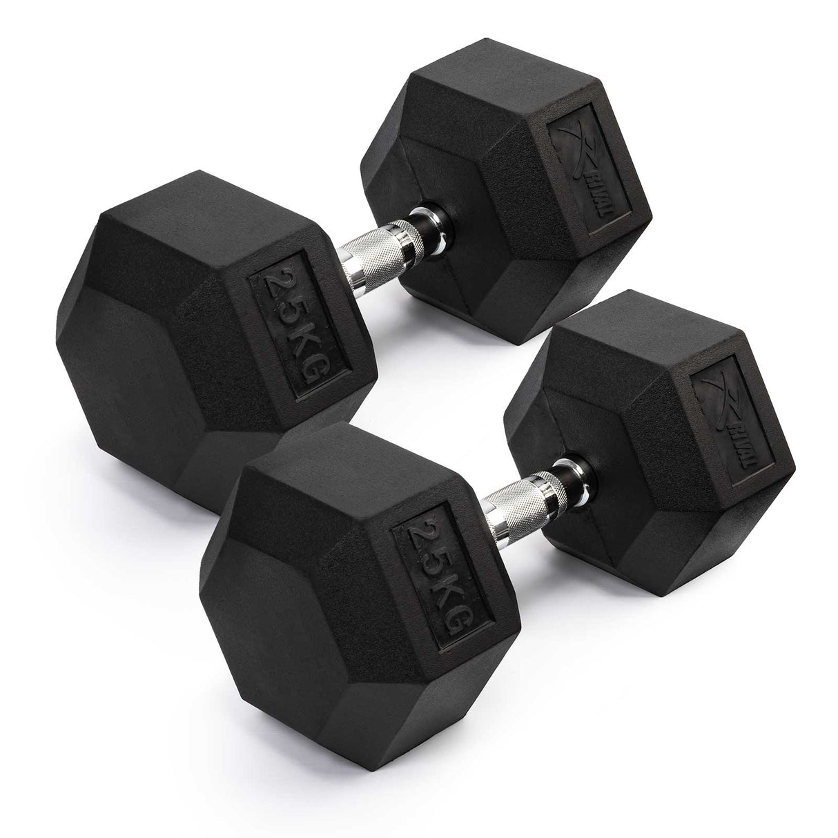 Rival Rubber Hex Dumbell 25kg Pair Blk
