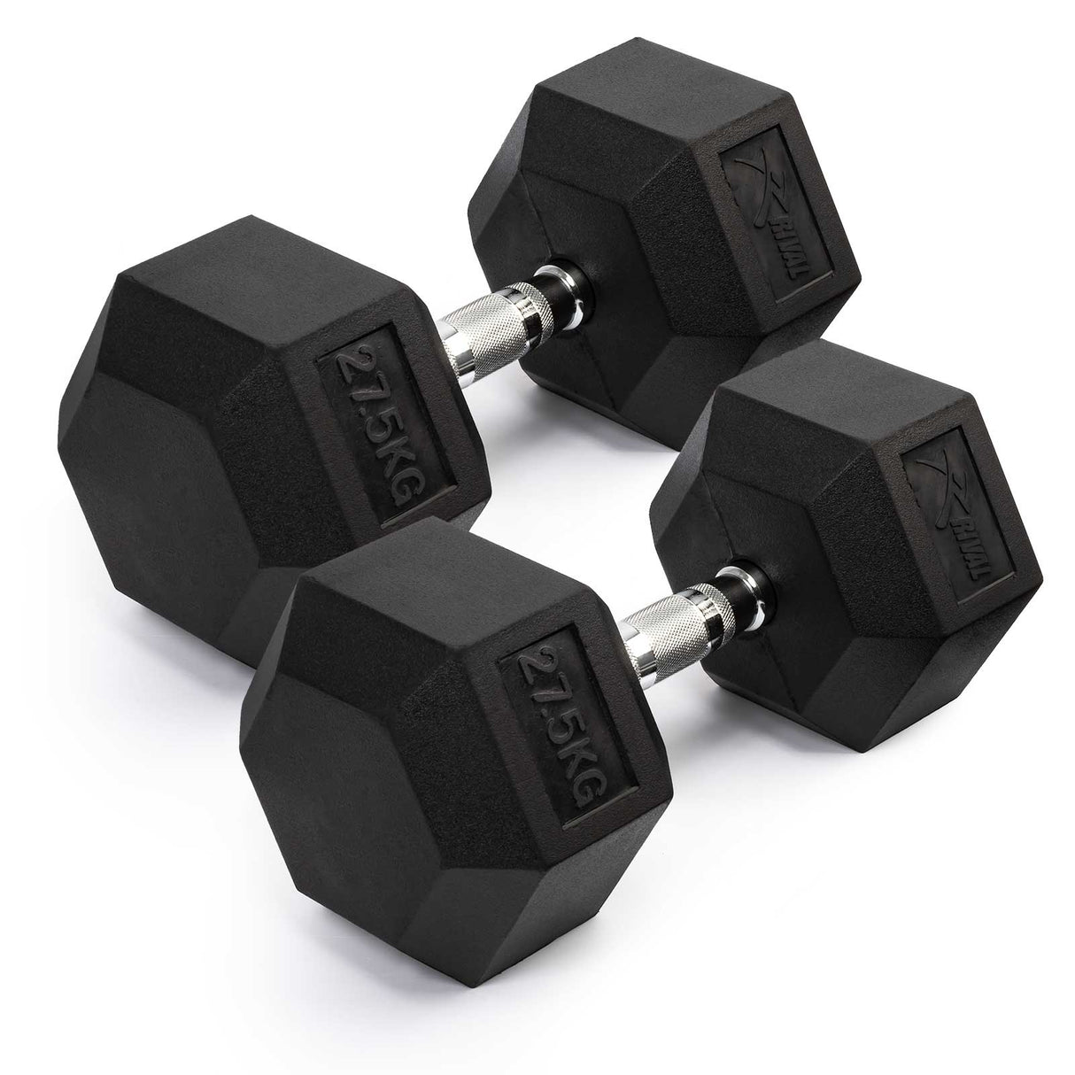 Rival Rubber Hex Dumbell 27.5kg Pair Blk