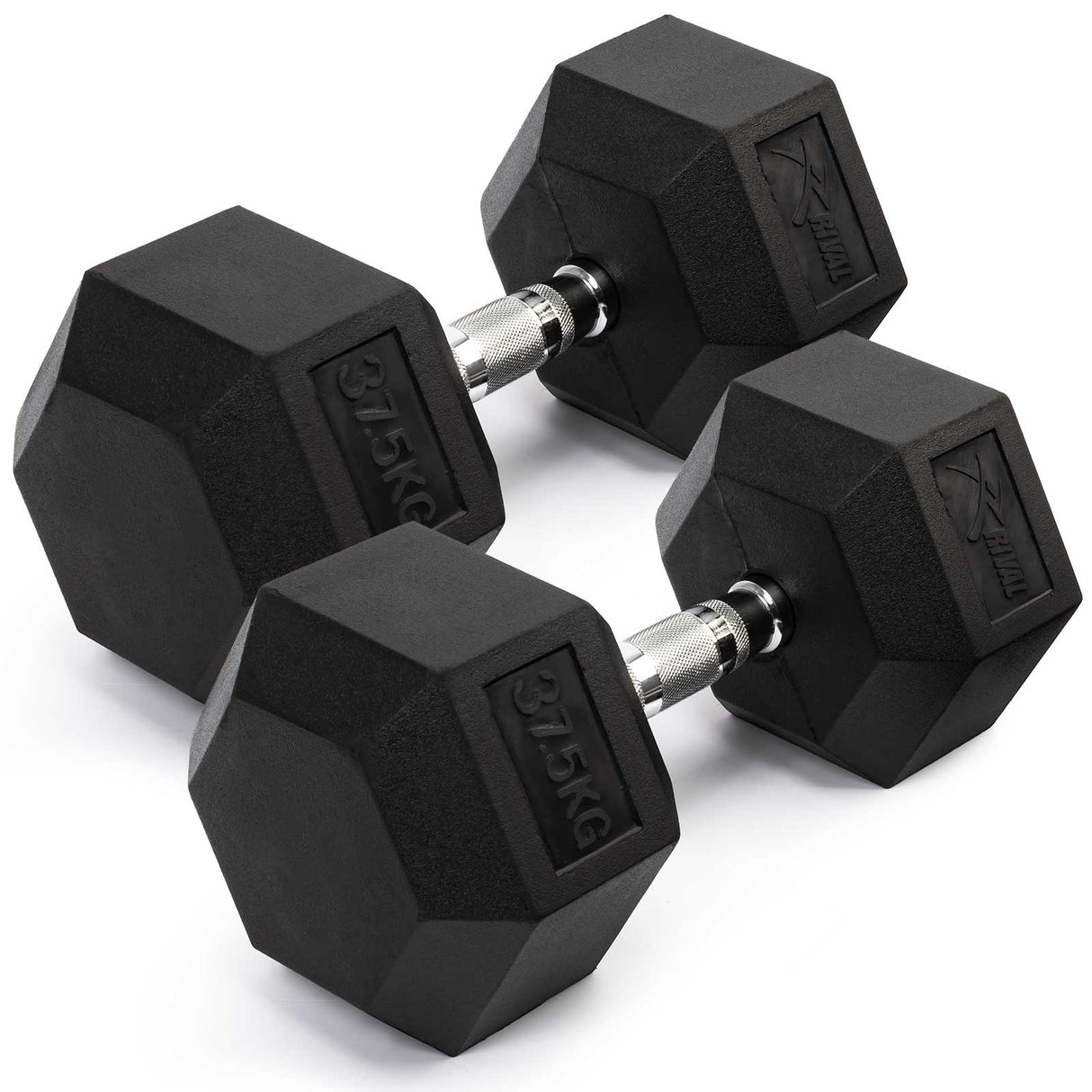 Rival Rubber Hex Dumbell 37.5kg Pair Blk